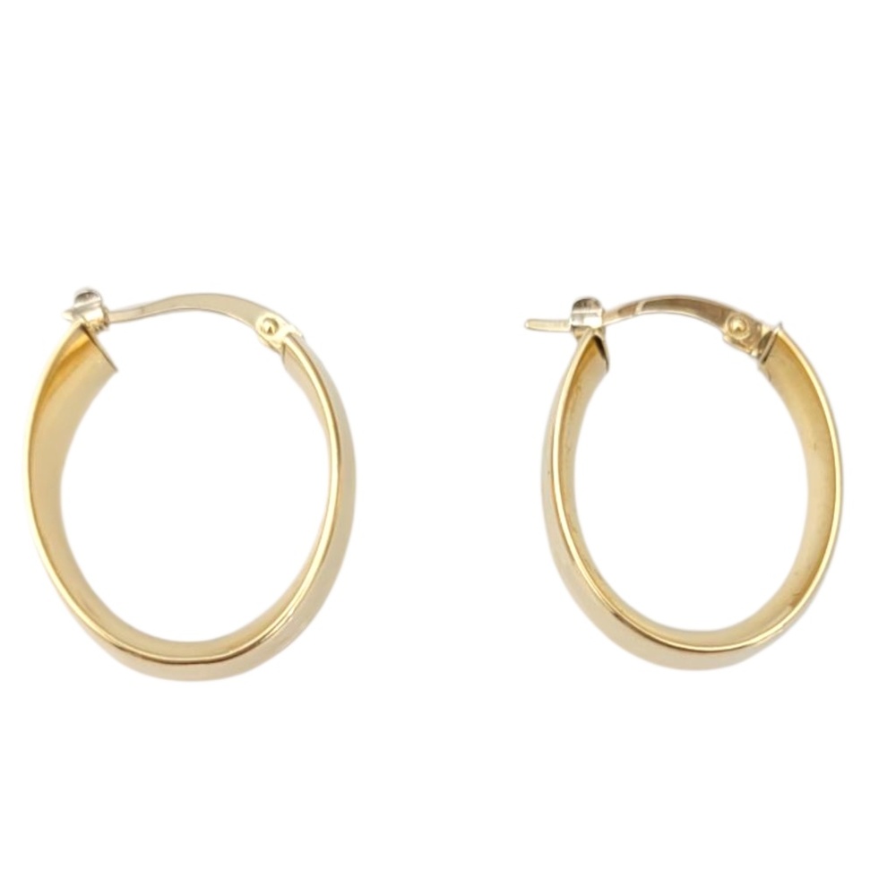 14K Yellow Gold Oval Hoop Earrings #21751